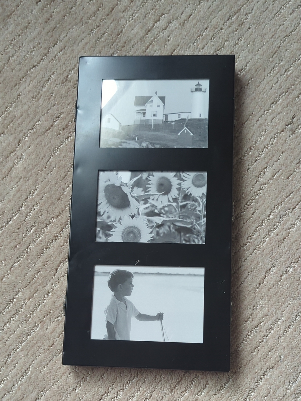 Contemporary Black Triple Photo Frame – Vertical Display